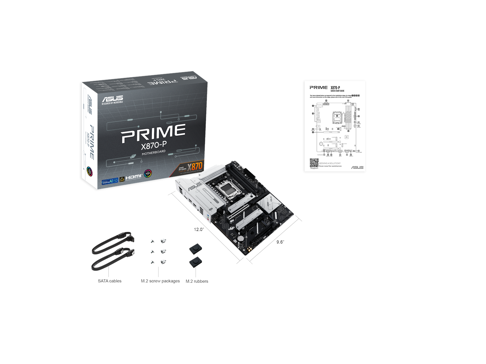ASUS PRIME X870-P Mainboard - AMD X870 - AMD AM5 socket - DDR5 RAM - ATX