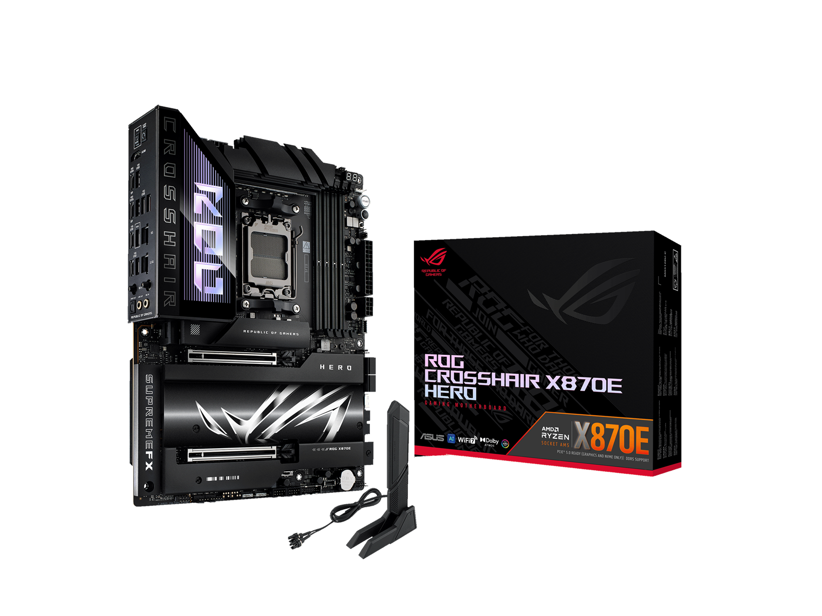 ASUS ROG CROSSHAIR X870E HERO Mainboard - AMD X870E - AMD AM5 socket - DDR5 RAM - ATX