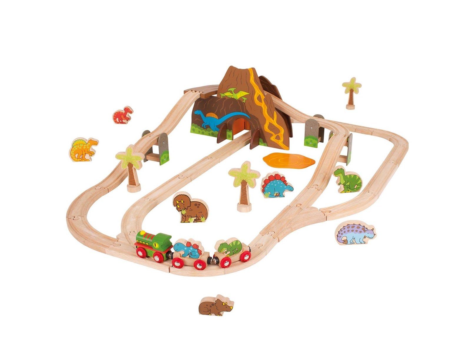Bigjigs Wooden Dino Train Set 49 pieces.