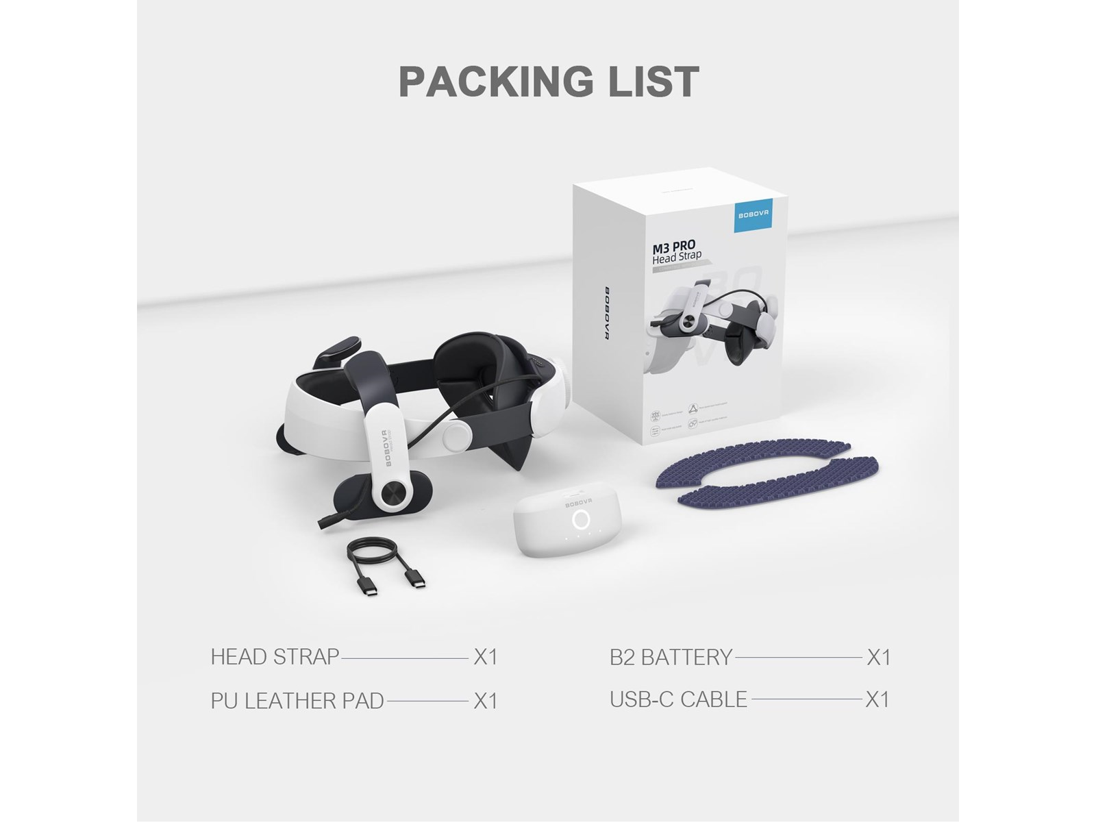 BoboVR M3 Pro Head Strap + Battery pack for Oculus