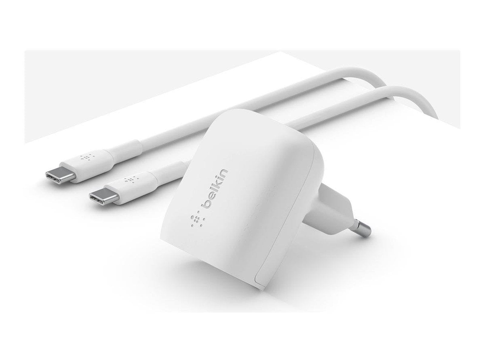 Belkin BoostCharge power adapter - 24 pin USB-C - 20 Watt - MFI Certified - with USB-C to USB-C cable
