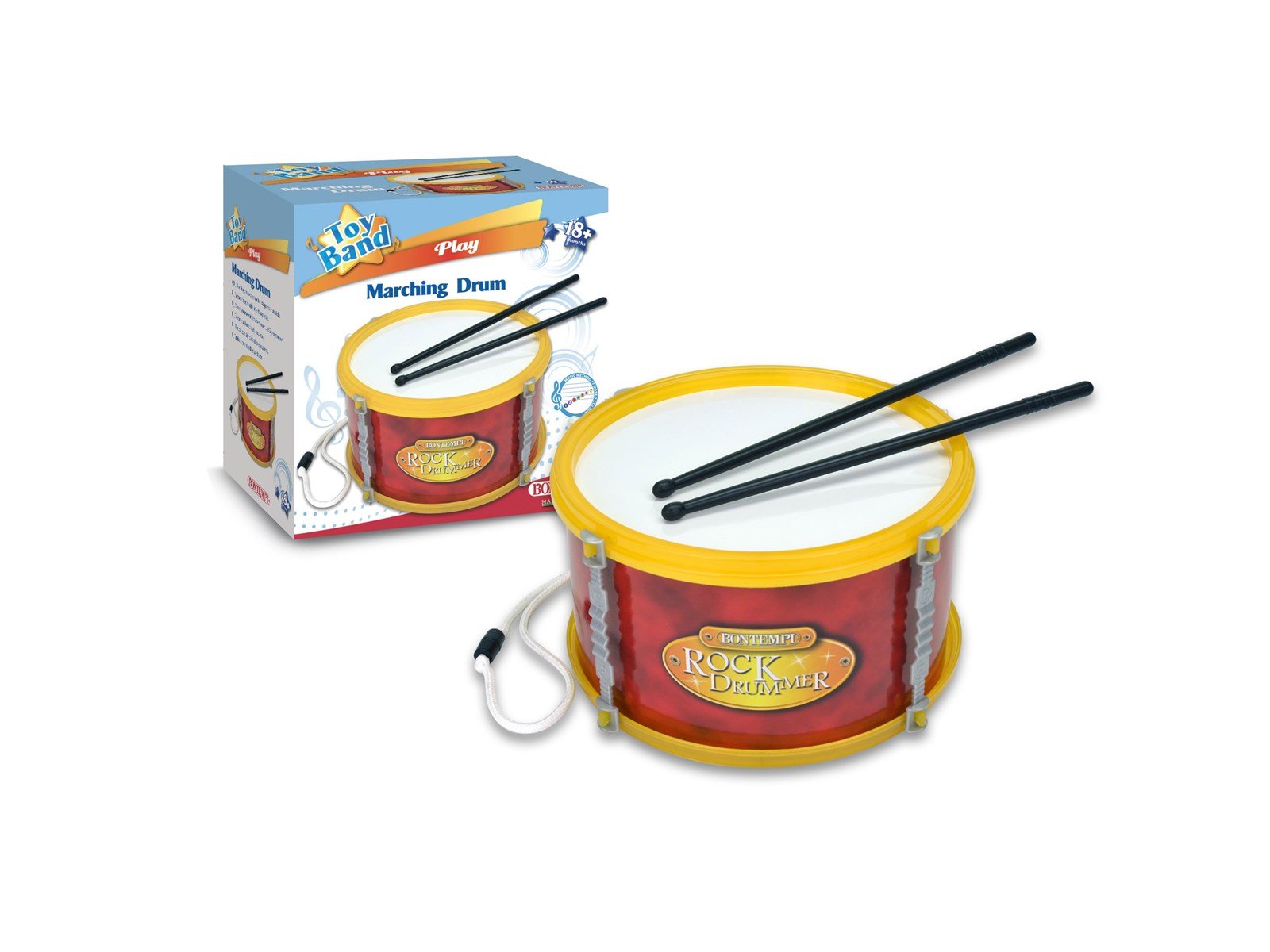 Bontempi Marching drum with shoulder strap & drum sticks