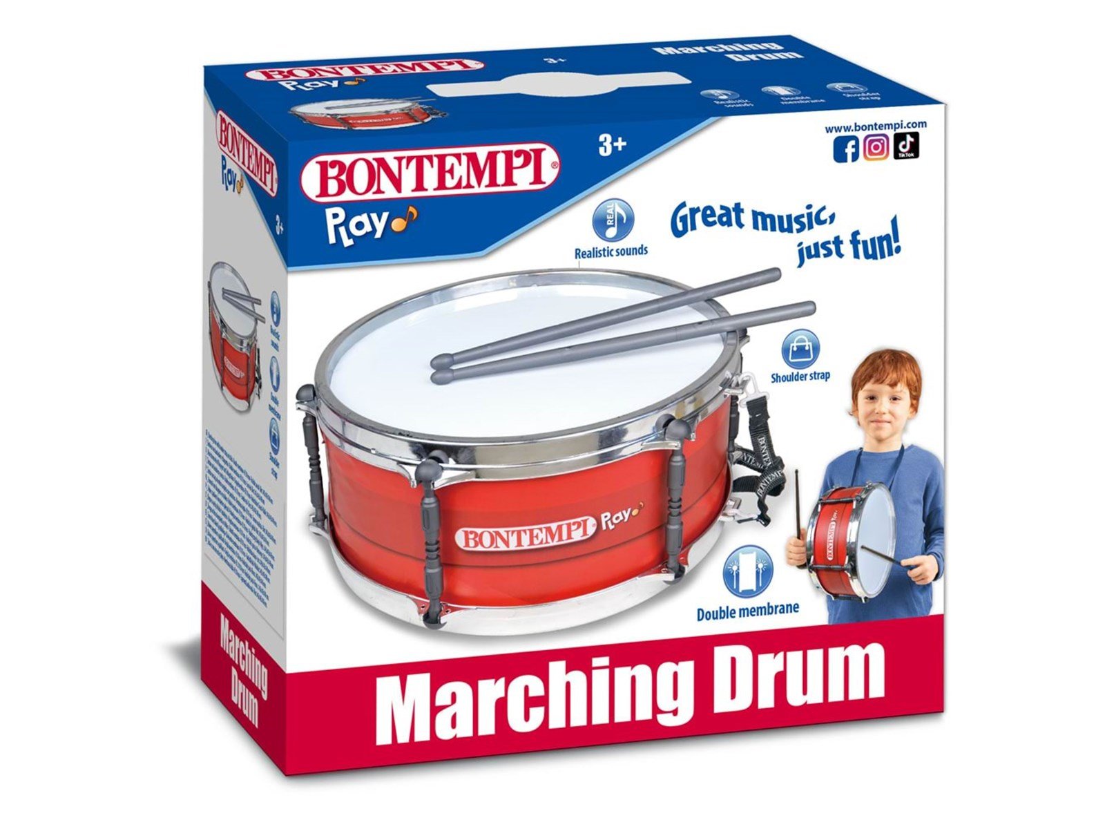 Bontempi Drum with shoulder strap & drum sticks