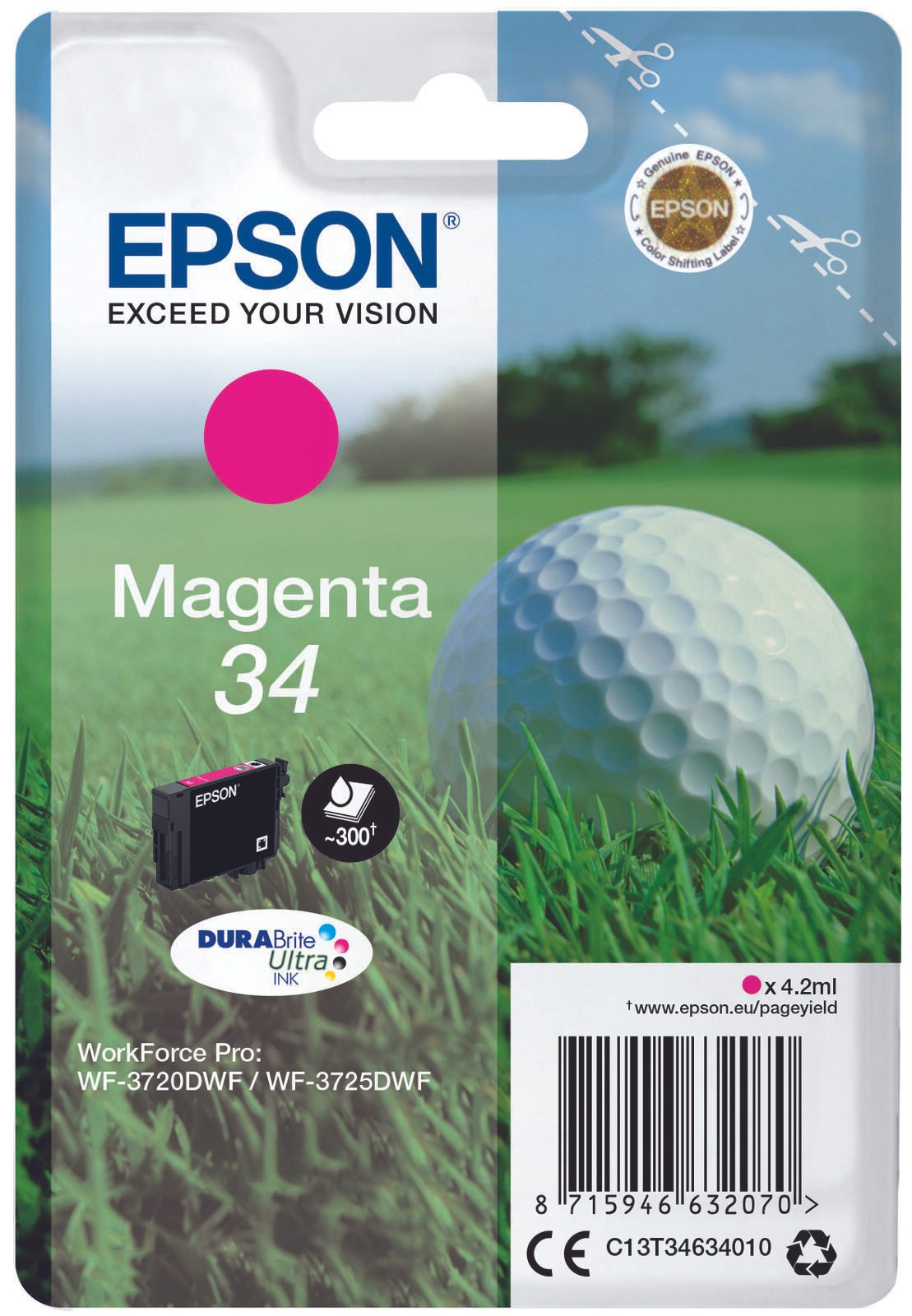 Epson Original 34 Golfball Druckerpatrone magenta 300 Seiten 4,2ml (C13T34634010)