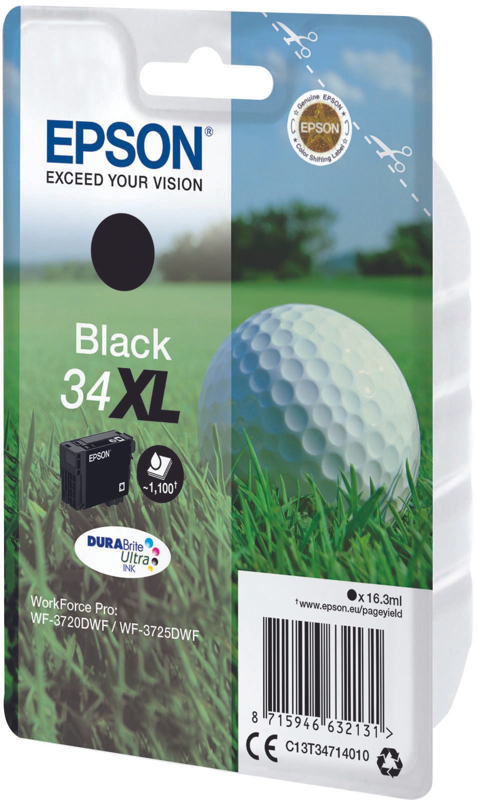 Epson Original 34XL Golfball Druckerpatrone schwarz 1.100 Seiten 16,3ml (C13T34714010)