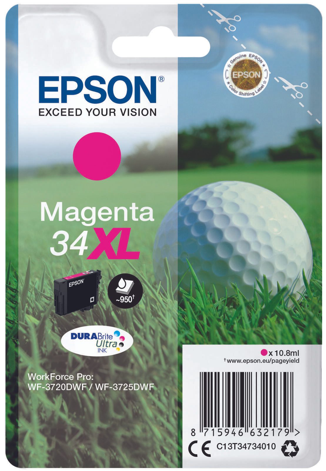 Epson Original 34XL Golfball Druckerpatrone magenta 950 Seiten 10,8ml (C13T34734010)