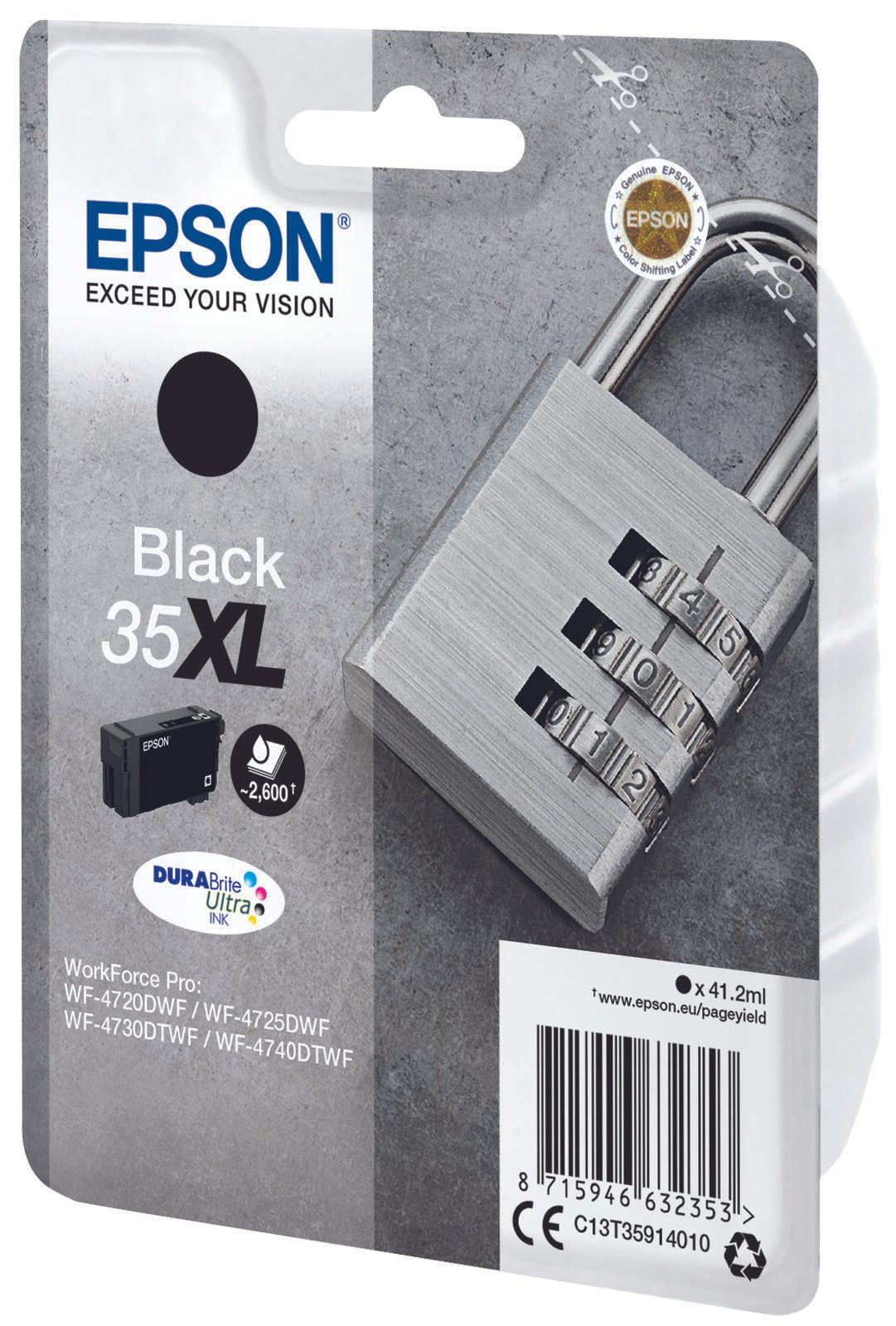 Epson Original 35XL Schloss Druckerpatrone schwarz 2.600 Seiten 41,2ml (C13T35914010)