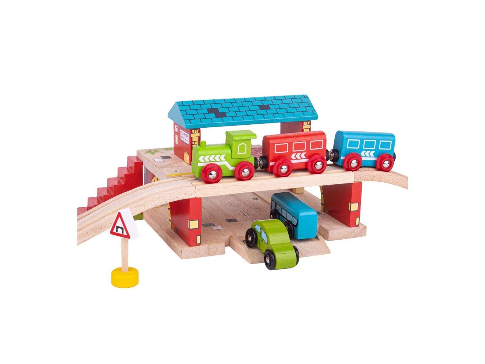 Bigjigs Wooden Rails Above Ground Train Station 5 pcs