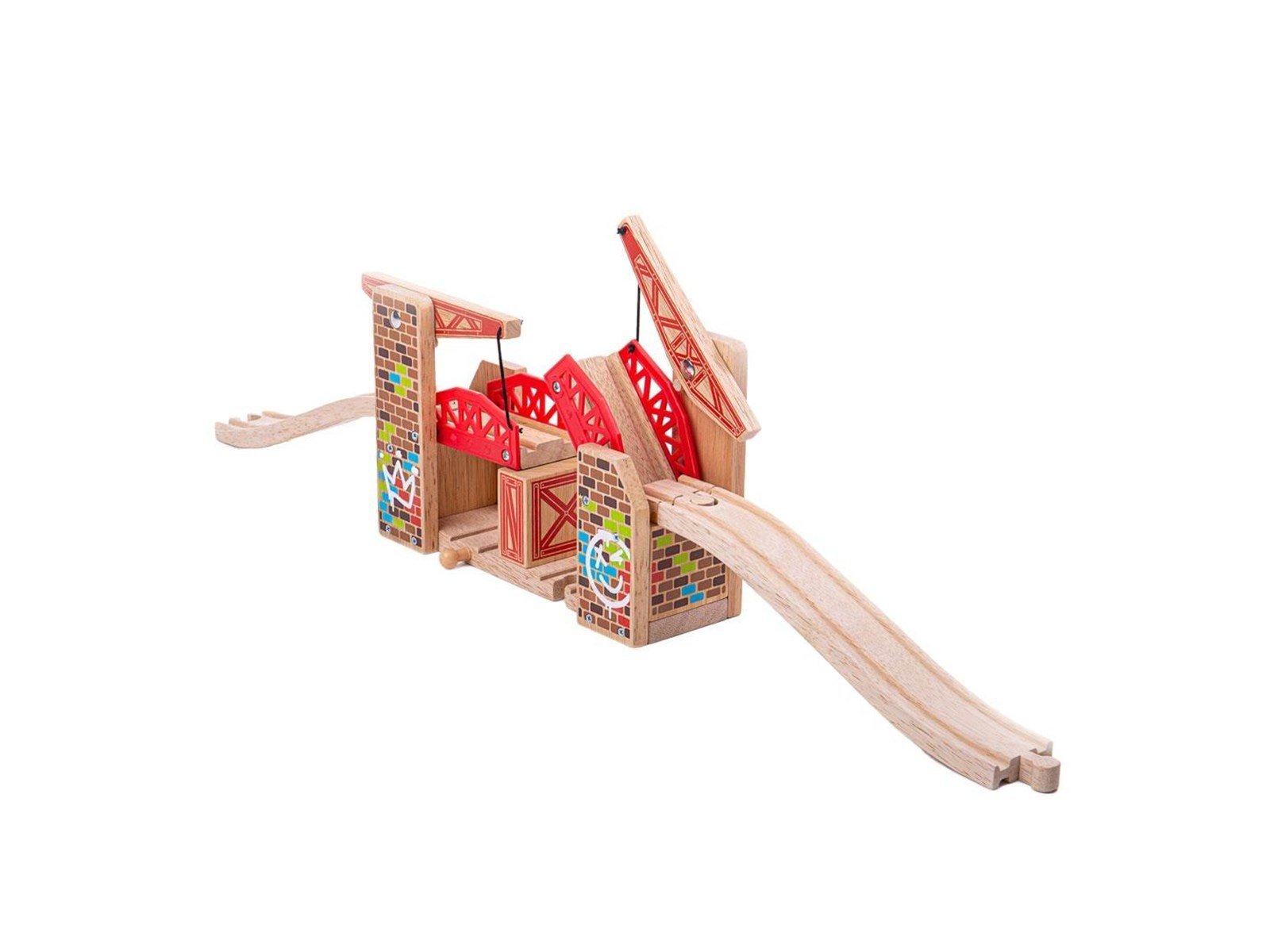 Bigjigs Wooden Rails Double Lift Bridge Graffiti