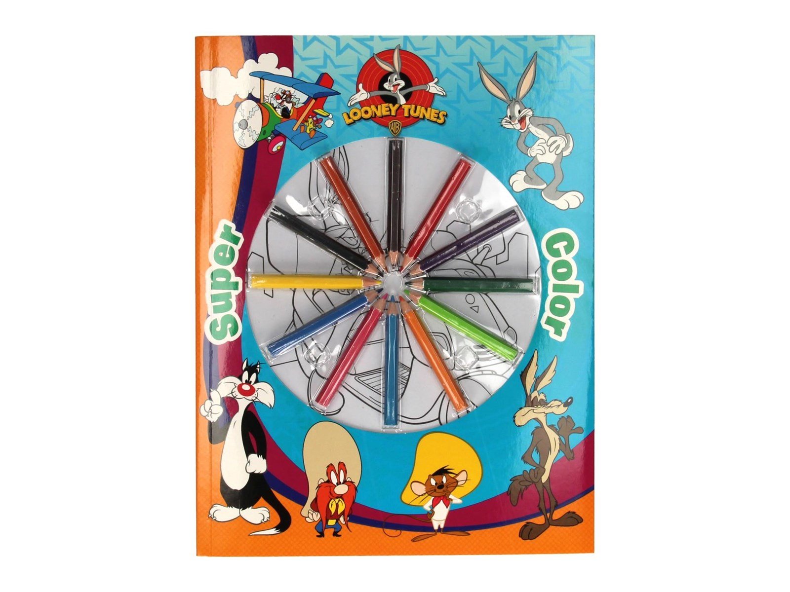 Boek Specials Nederland BV Super Color Coloring Book Looney Tunes with Pencils