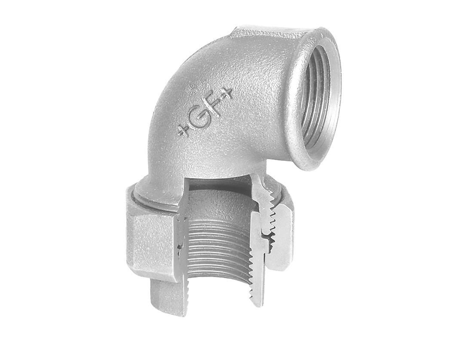 +GF+ angle union 90° galvanized 2'' socket-socket