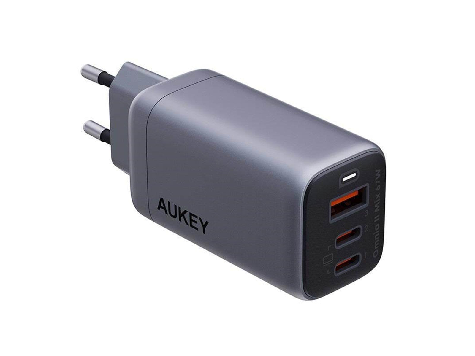 Aukey Wall charger PA-B6U 1xUSB-A 2xUSB-C 67W (gray)