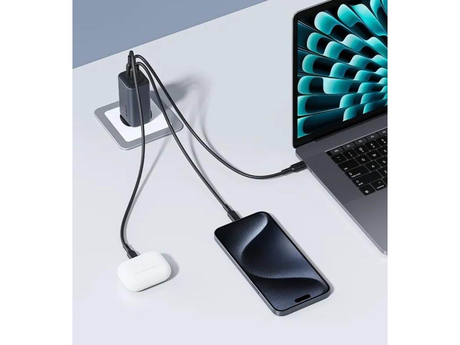Aukey Wall charger PA-B6U 1xUSB-A 2xUSB-C 67W (gray)
