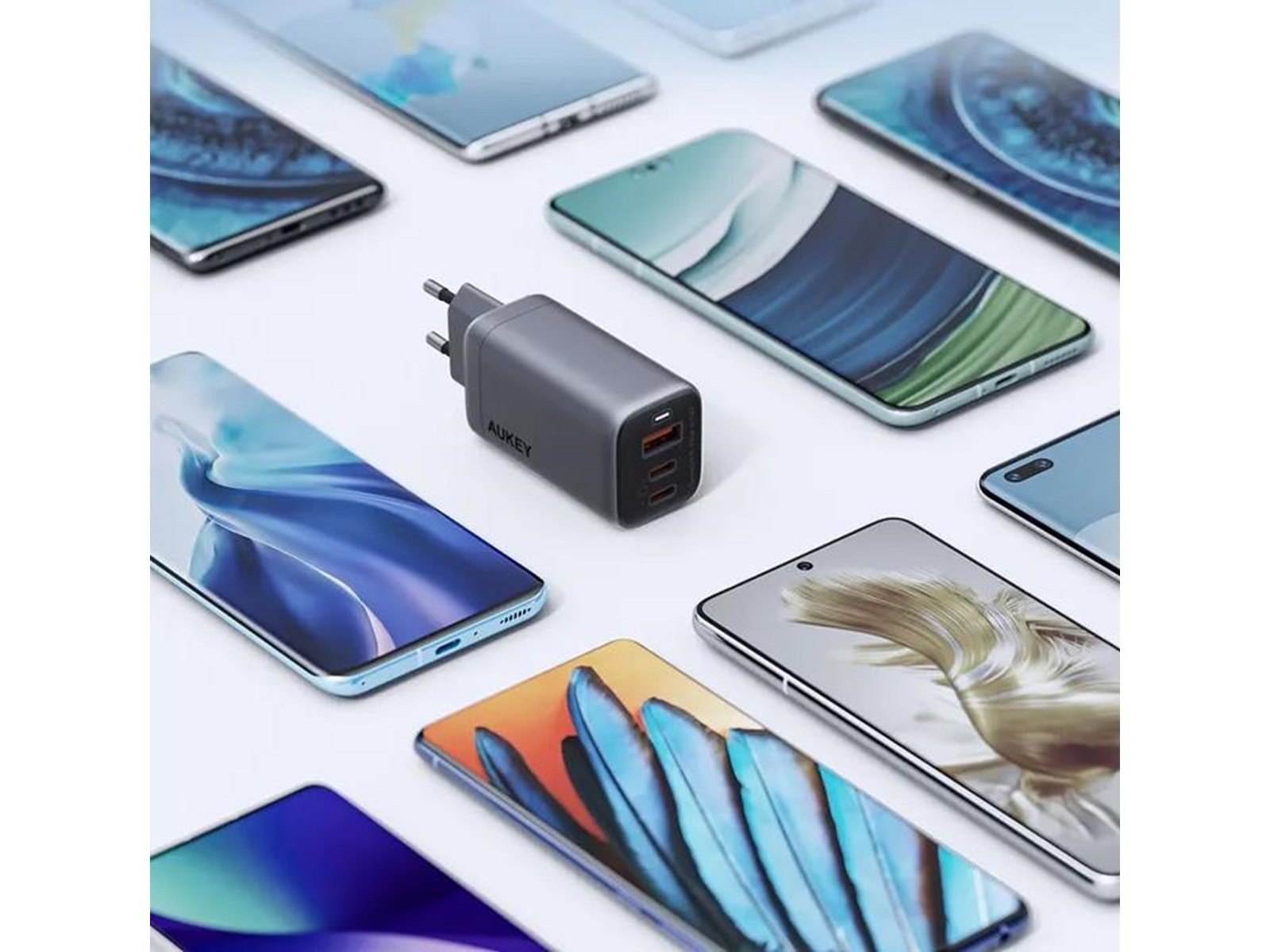 Aukey Wall charger PA-B6U 1xUSB-A 2xUSB-C 67W (gray)