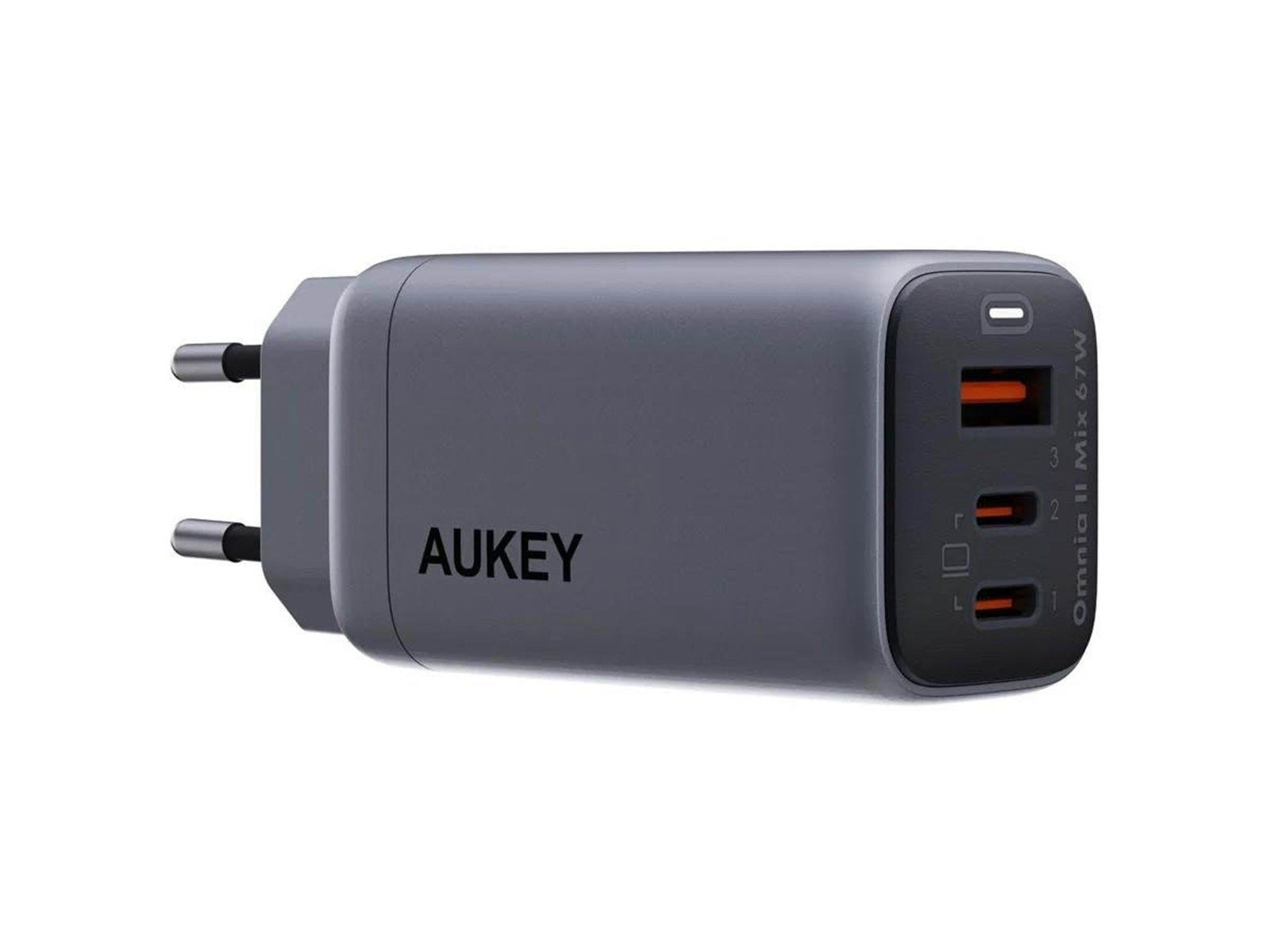 Aukey Wall charger PA-B6U 1xUSB-A 2xUSB-C 67W (gray)