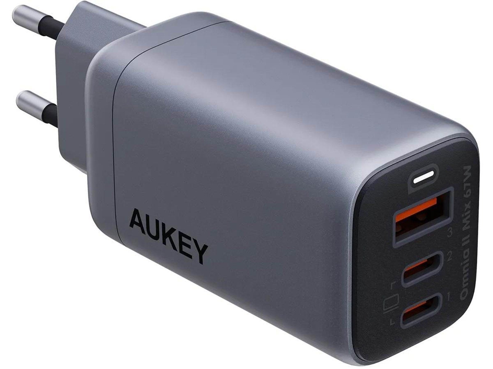 Aukey Wall charger PA-B6U 1xUSB-A 2xUSB-C 67W (gray)