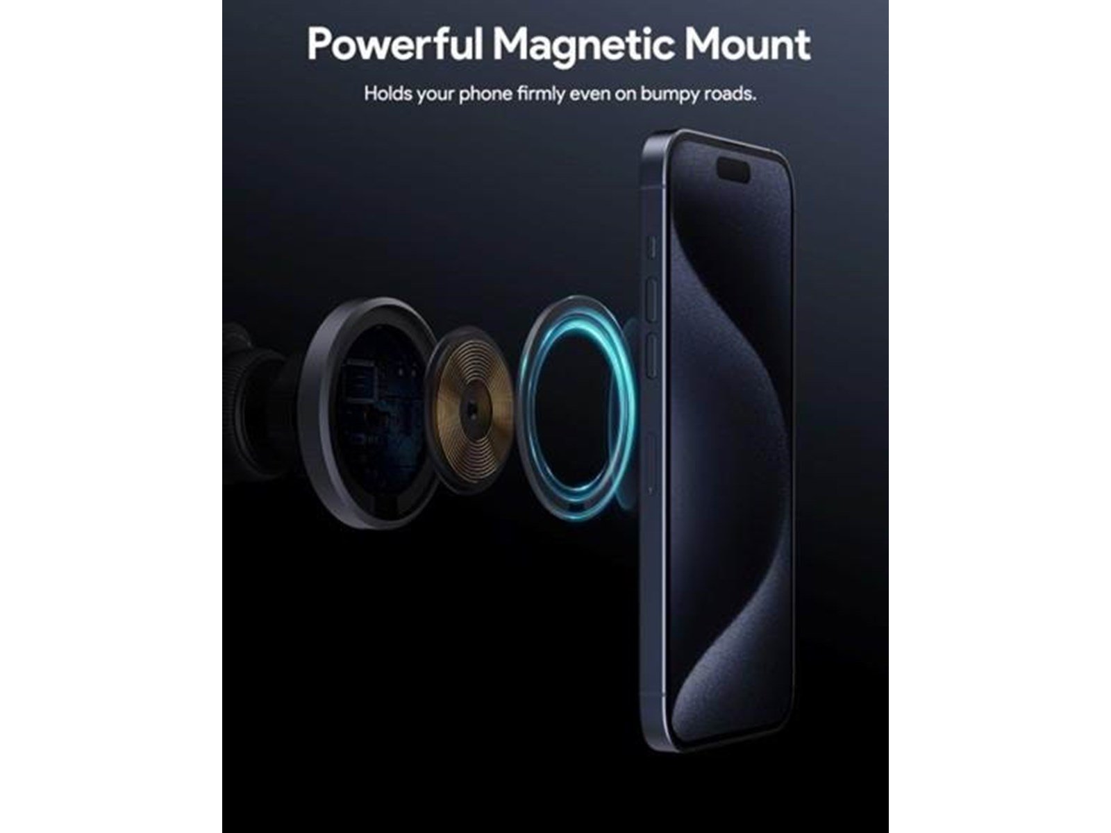 Aukey Car Phone Holder HD-MC13 with charger 15W Qi2 (black)