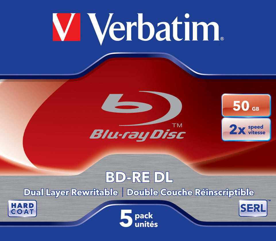 Bluray Verbatim 50GB  5pcs JewelC. 2x White Blue