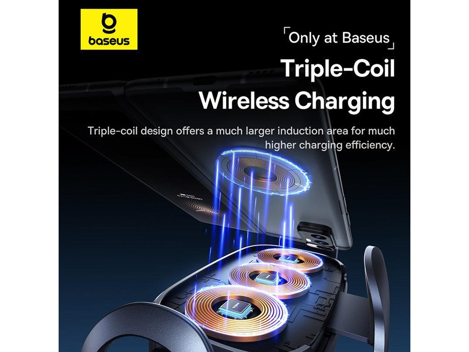 Baseus LightChaser car holder with induction charger (black)