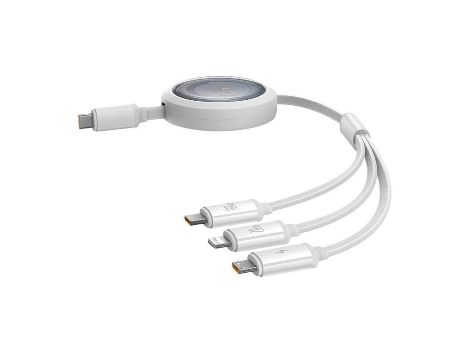 Baseus Fast Charging Cable 3in1 Free2Draw USB-C to USB-C/Lightning/Micro 100W 1.1m (white)