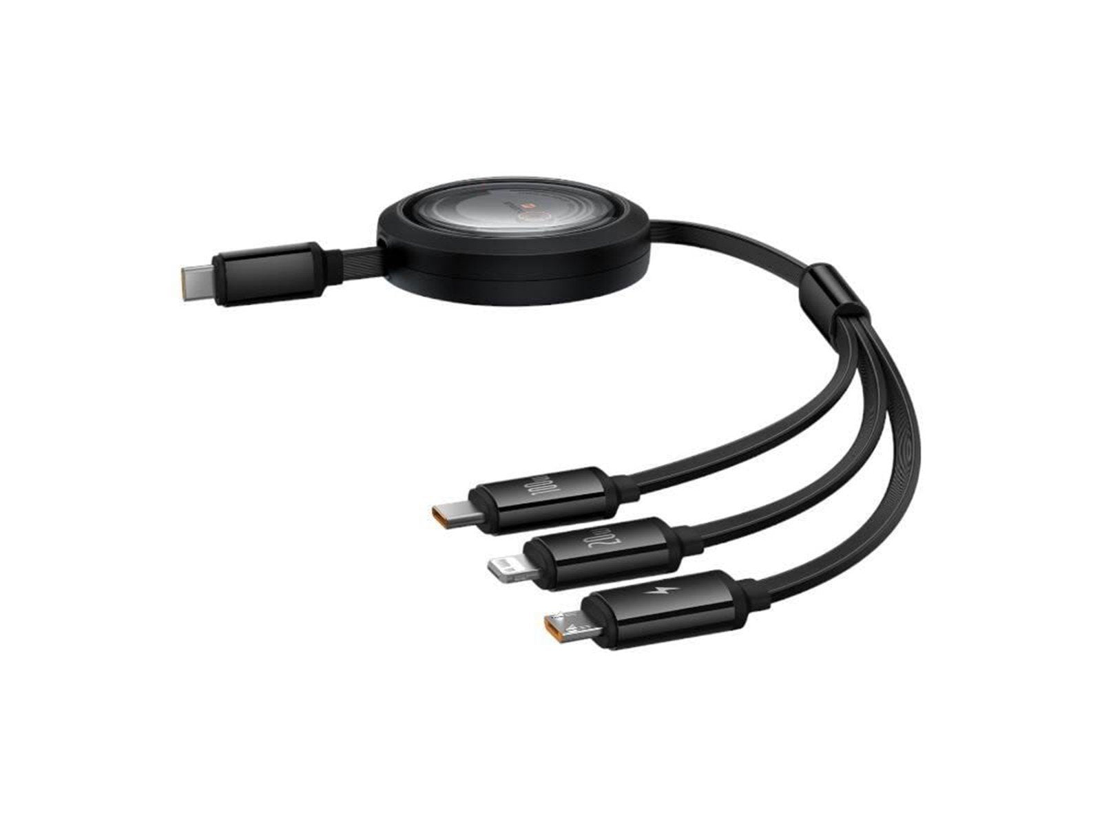 Baseus Fast Charging Cable 3in1 Free2Draw USB-C to USB-C/Lightning/Micro 100W 1.1m (black)