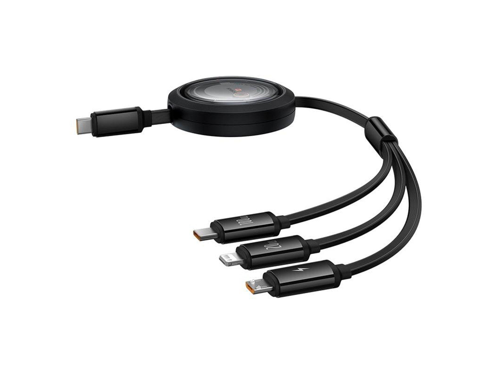 Baseus Fast Charging Cable 3in1 Free2Draw USB-C to USB-C/Lightning/Micro 100W 1.1m (black)