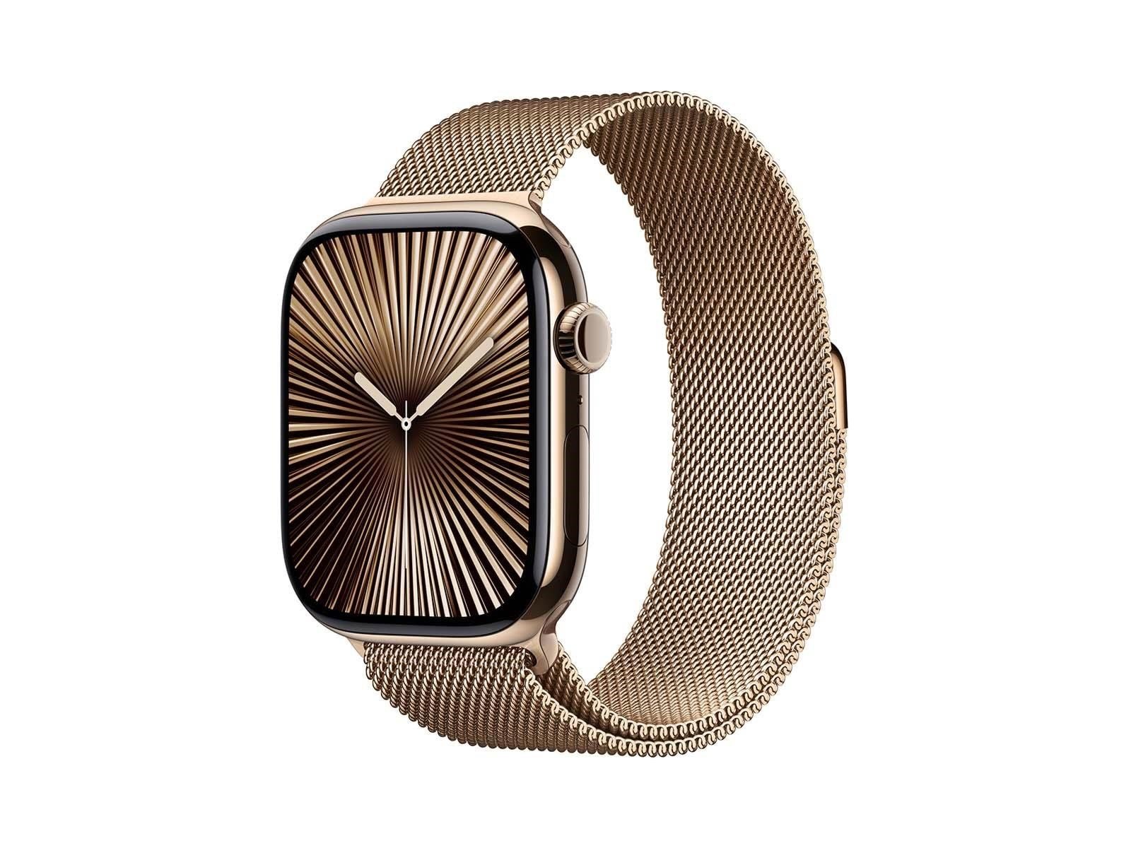 Apple Watch Series 10 GPS + Cellular 46mm - Gold Titanium Case with Gold Milanese Loop - S/M