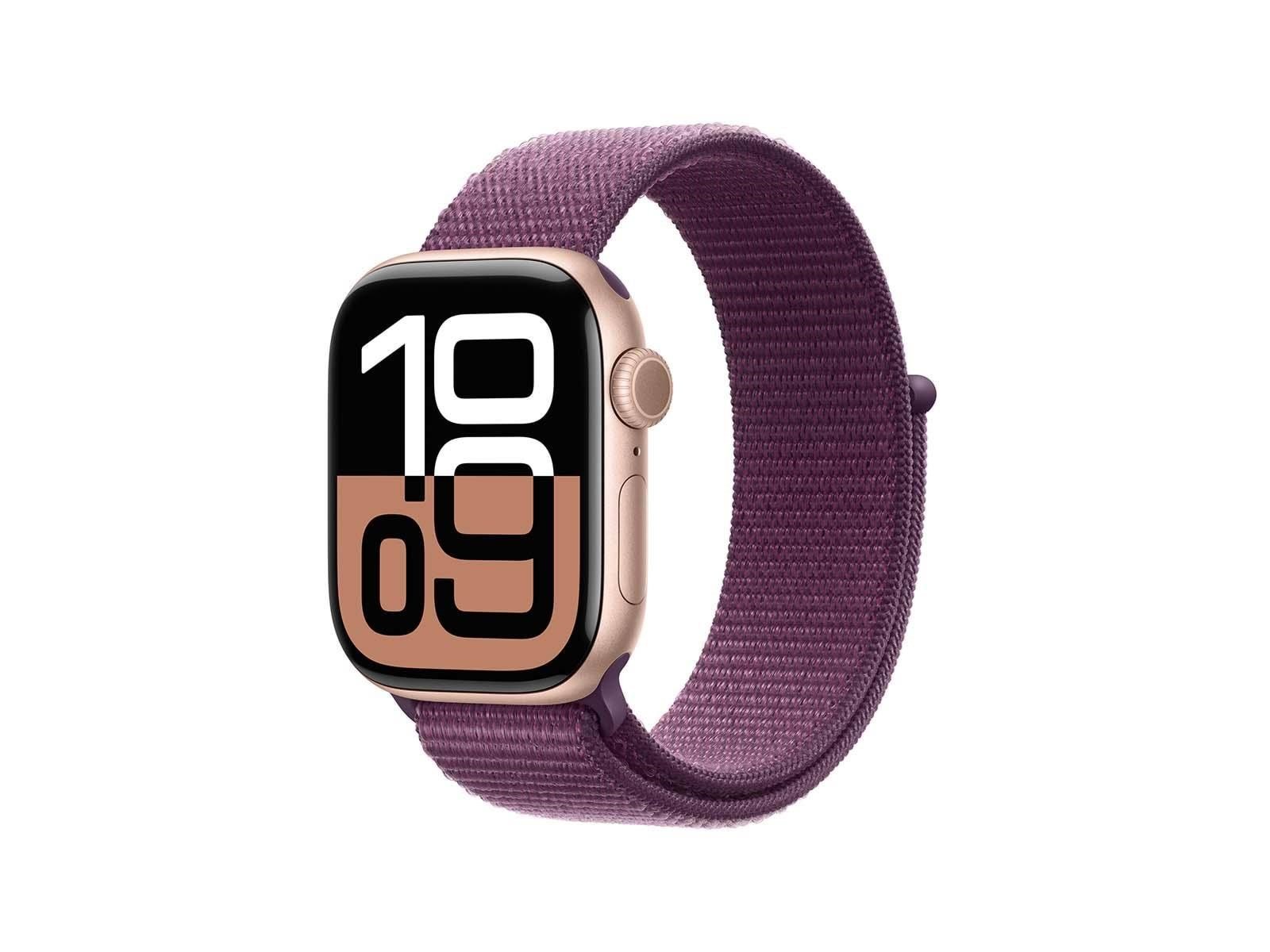 Apple Watch Series 10 GPS 42mm - Rose Gold Aluminium Case with Plum Sport Loop