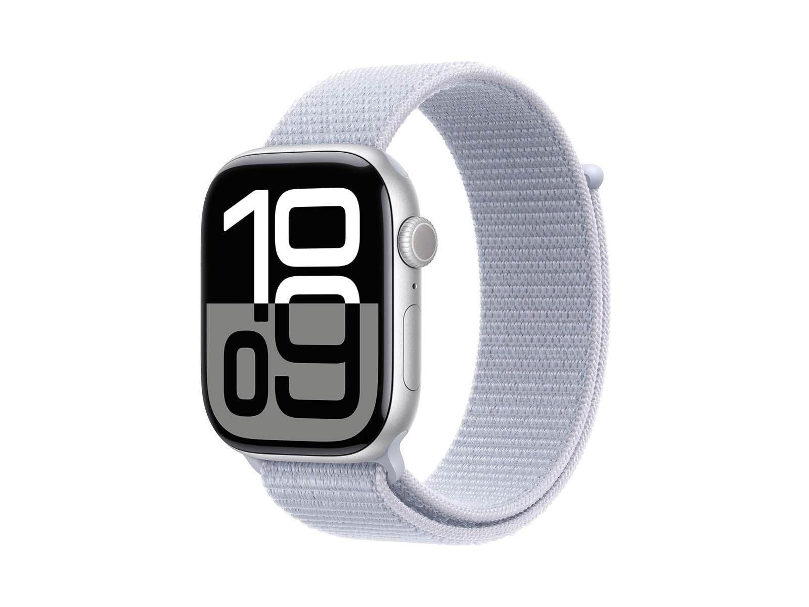 Apple Watch Series 10 GPS - 46mm - Aluminium Silber - Sport Loop Blaue Wolke
