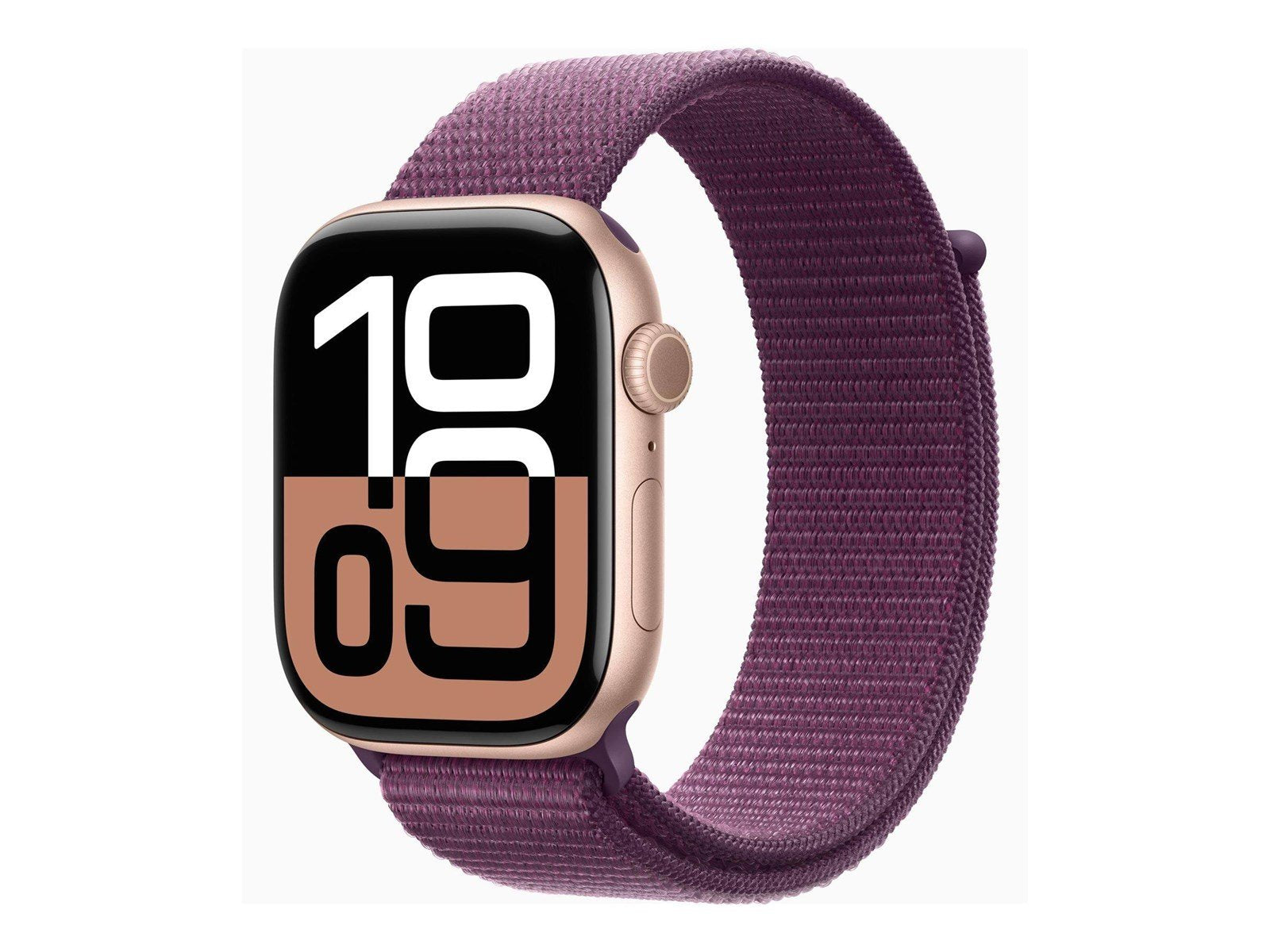 Apple Watch Series 10 GPS 46mm - Rose Gold Aluminium Case with Plum Sport Loop