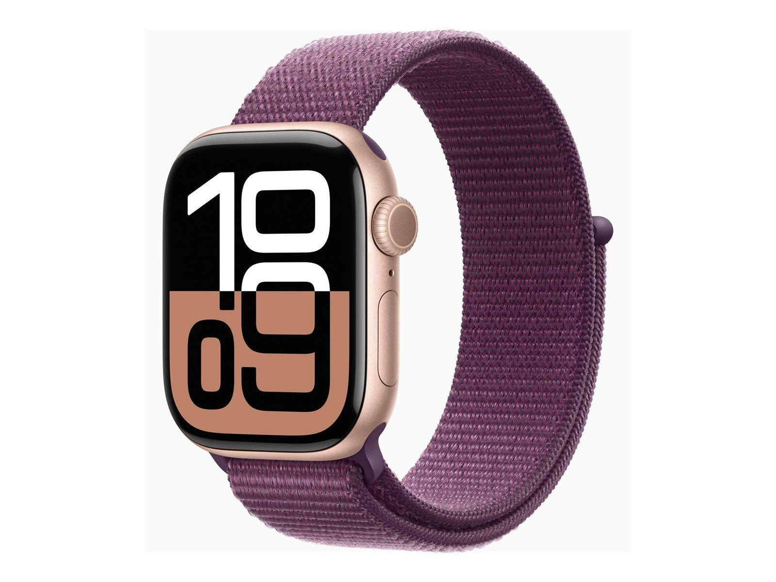 Apple Watch Series 10 GPS + Cellular 42mm - Rose Gold Aluminium Case with Plum Sport Loop