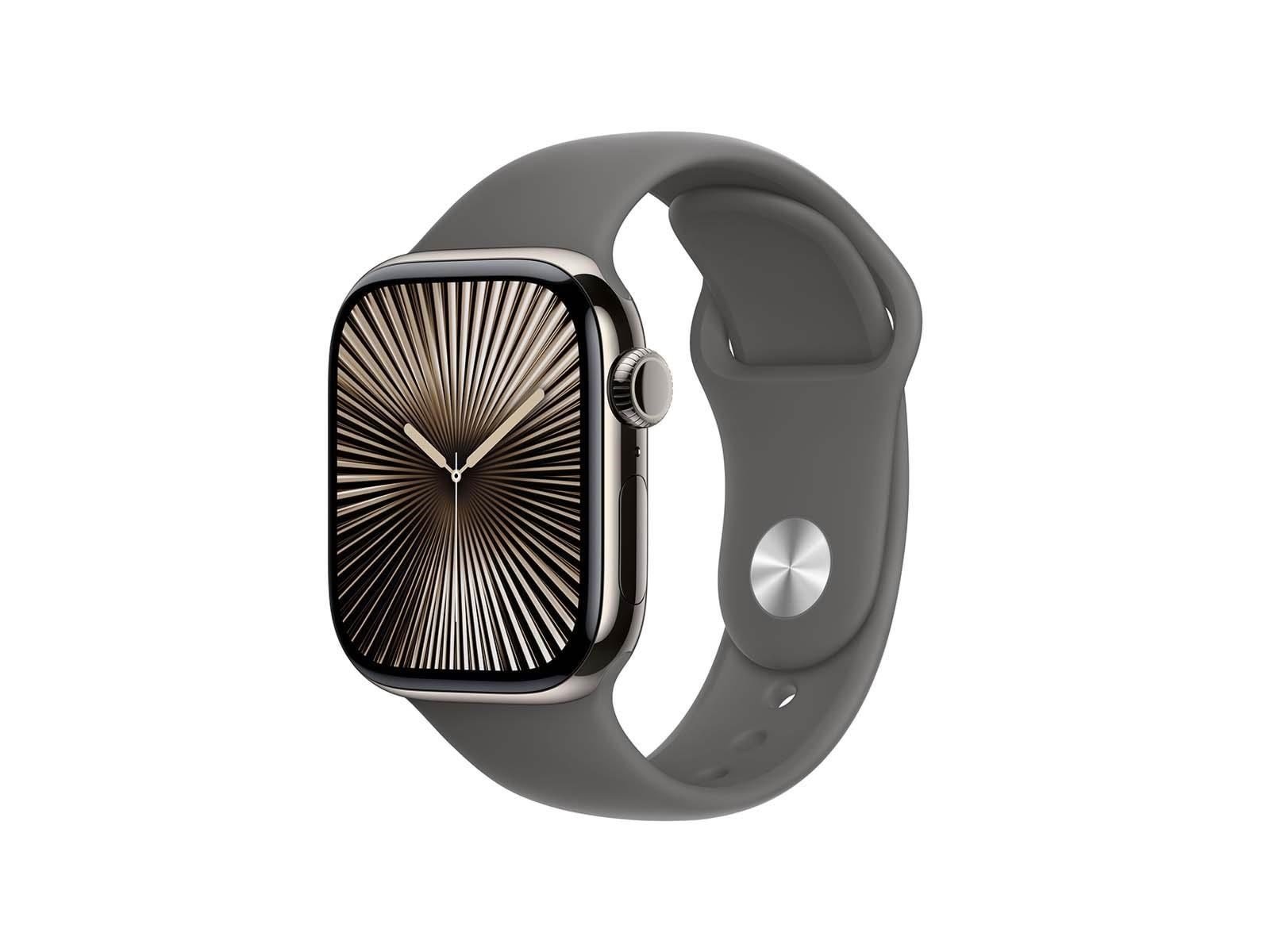 Apple Watch Series 10 GPS + Cellular 42mm - Titanium Case with Stone Grey Sport Band - S/M