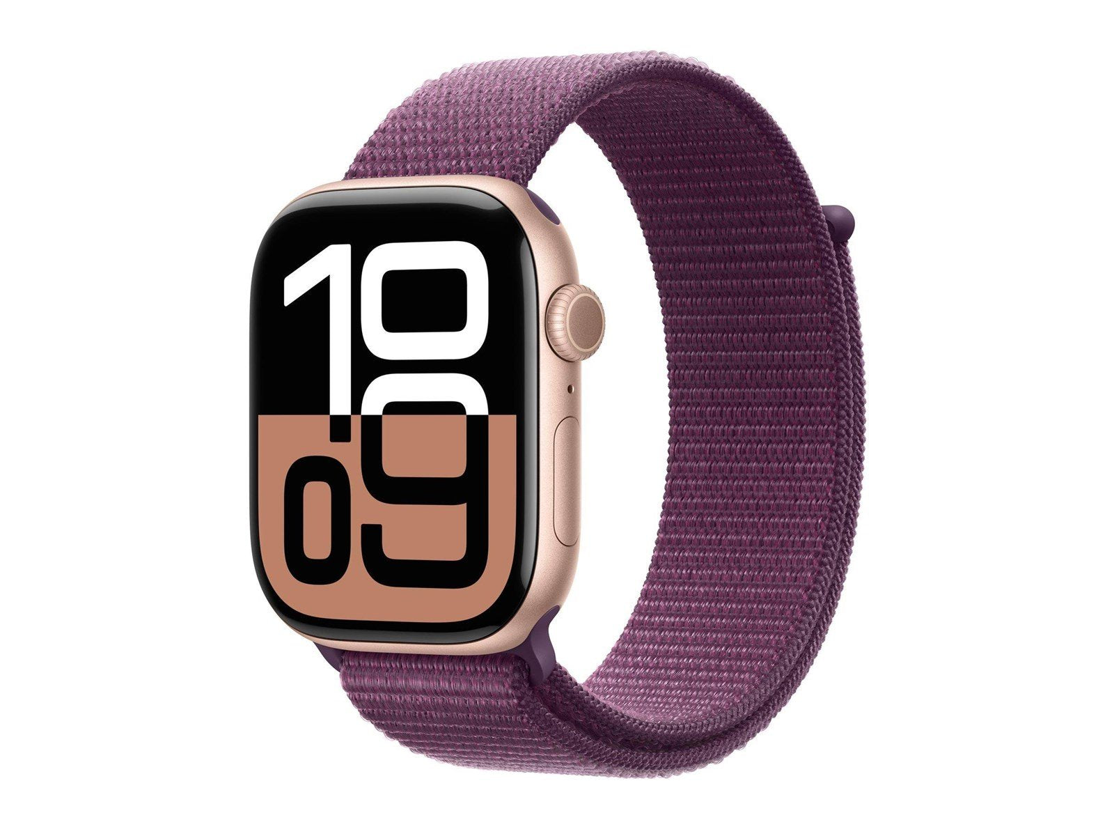 Apple Watch Series 10 GPS + Cellular 46mm - Rose Gold Aluminium Case with Plum Sport Loop