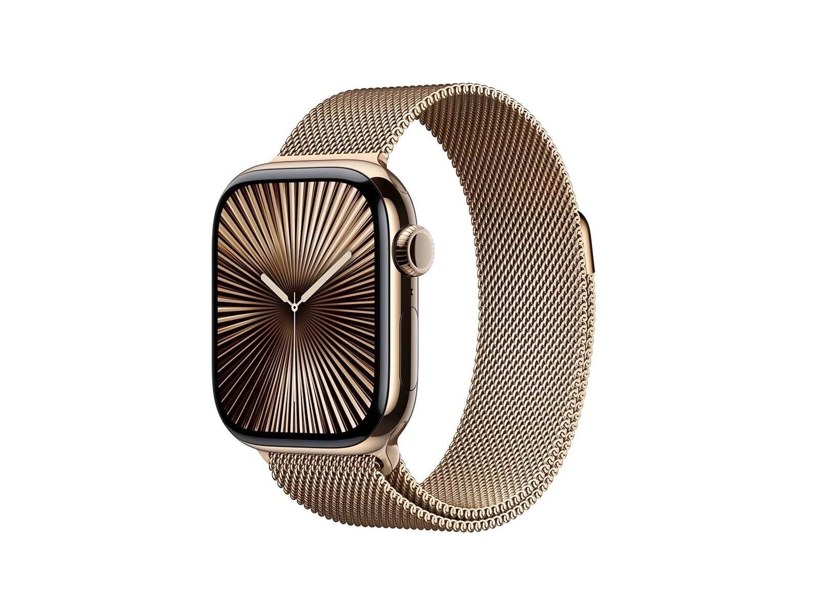 Apple Watch Series 10 GPS + Cellular 42mm - Gold Titanium Case with Gold Milanese Loop