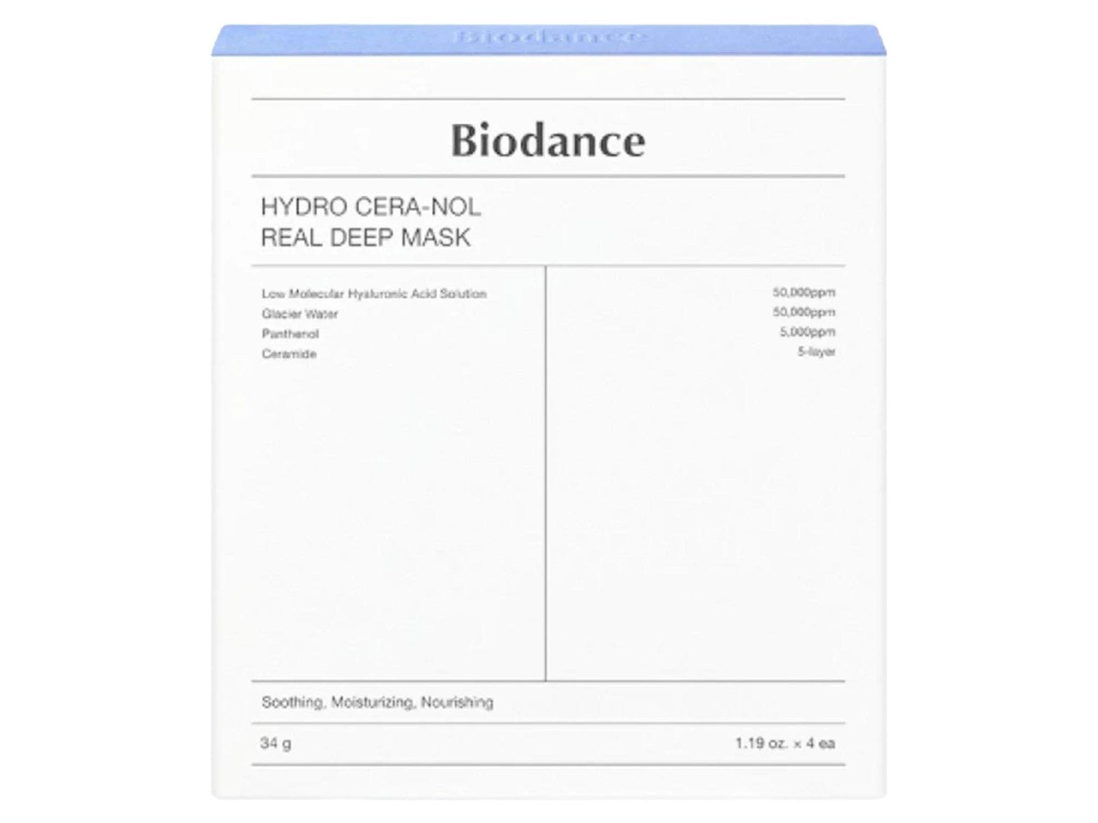 BIODANCE Hydro Cera-nol Real Deep Mask 4 pcs