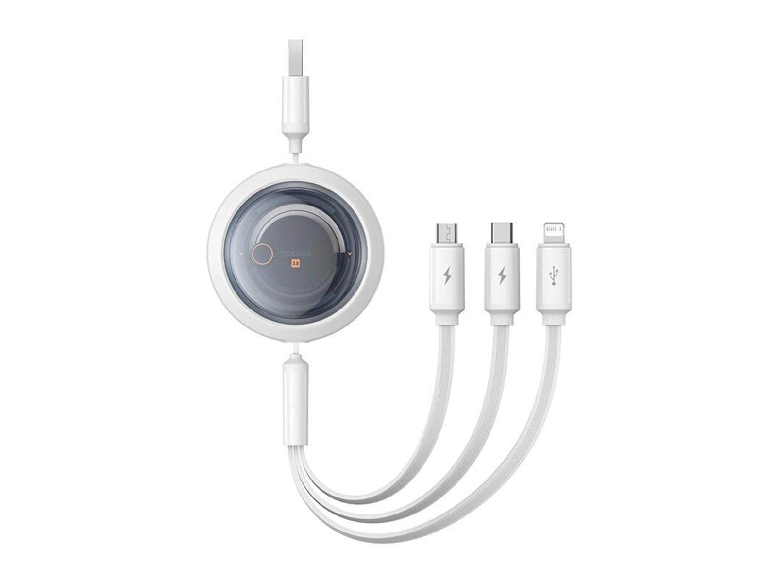 Baseus Free2Draw 3-in-1 USB to micro USB+Lightning+USB-C cable 3.5A 1.1m (white)