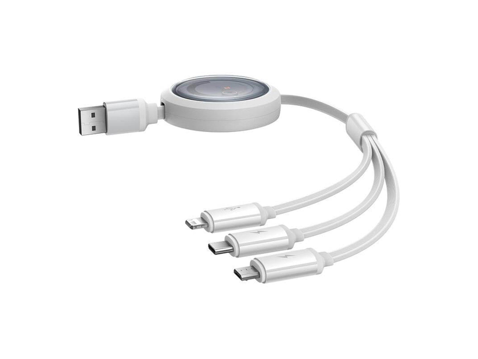 Baseus Free2Draw 3-in-1 USB to micro USB+Lightning+USB-C cable 3.5A 1.1m (white)