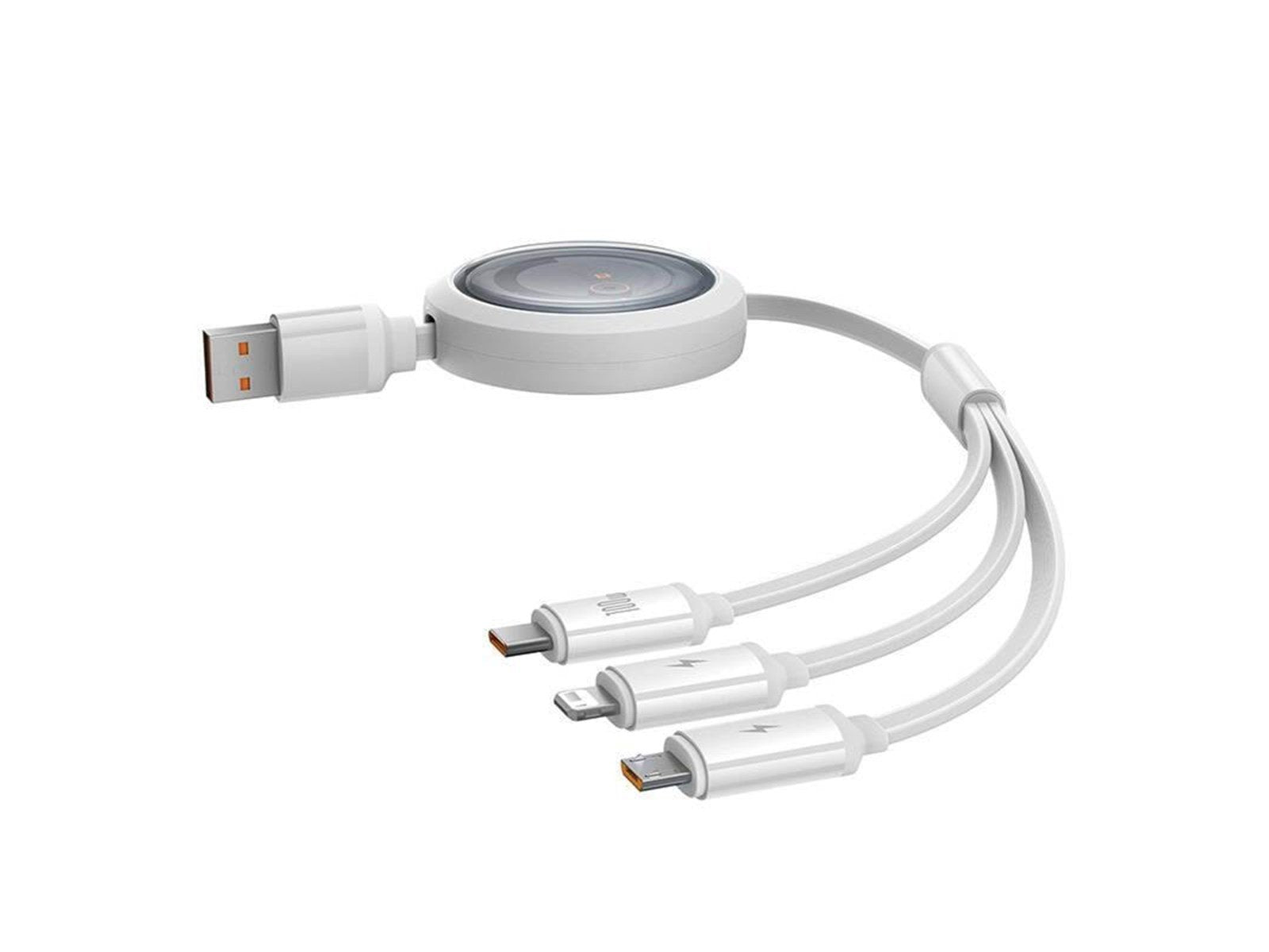 Baseus 3-in-1 Free2Draw USB to M+L+C 100W cable 1.1 m (white)