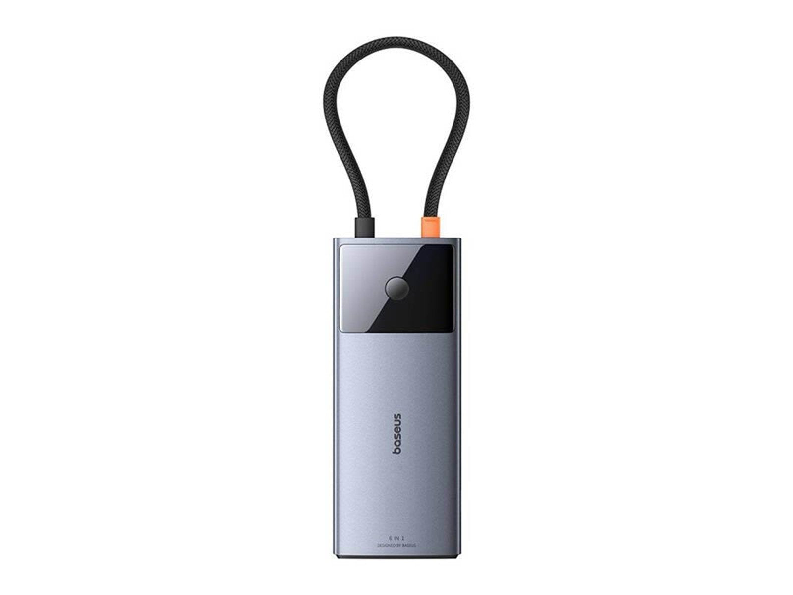 Baseus Hub 6in1 Metal Gleam 2 Series USB-C to 2xUSB 3.0 +USB-C + HDMI + USB-C PD + Ethernet RJ45 USB-Hubs - Grau