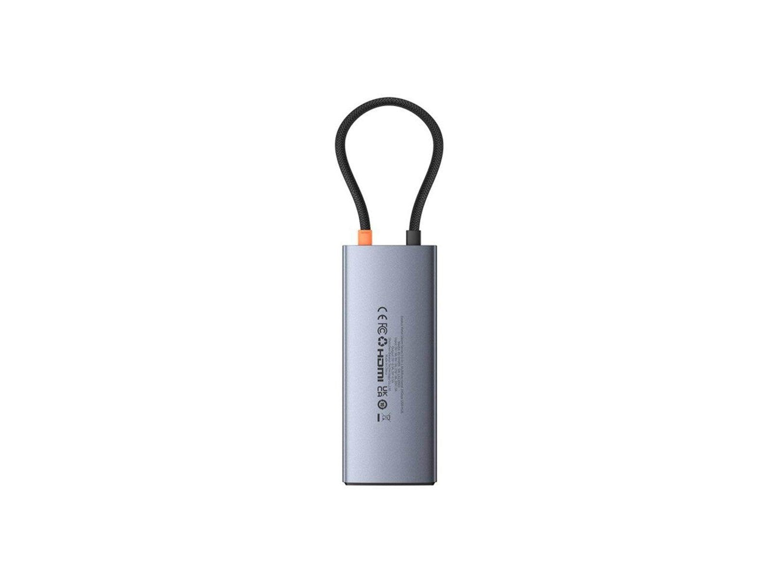 Baseus Hub 6in1 Metal Gleam 2 Series USB-C to 2xUSB 3.0 +USB-C + HDMI + USB-C PD + Ethernet RJ45 USB-Hubs - Grau
