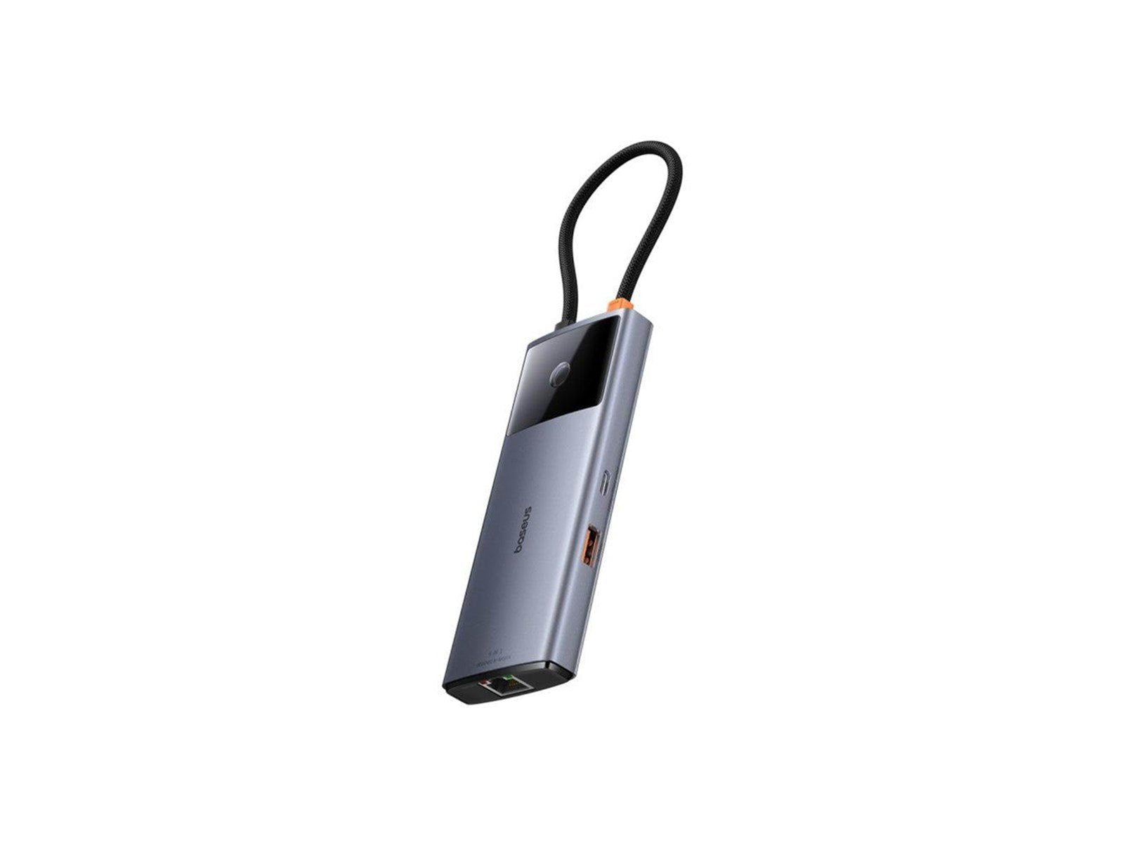 Baseus Hub 6in1 Metal Gleam 2 Series USB-C to 2xUSB 3.0 +USB-C + HDMI + USB-C PD + Ethernet RJ45 USB-Hubs - Grau