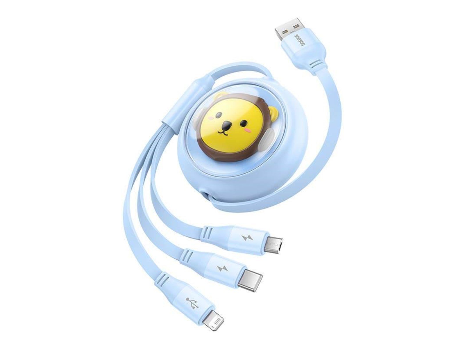 Baseus Charging Cable 3w1 USB to USB-C USB-M Lightning 3.5A 1.1m (blue)