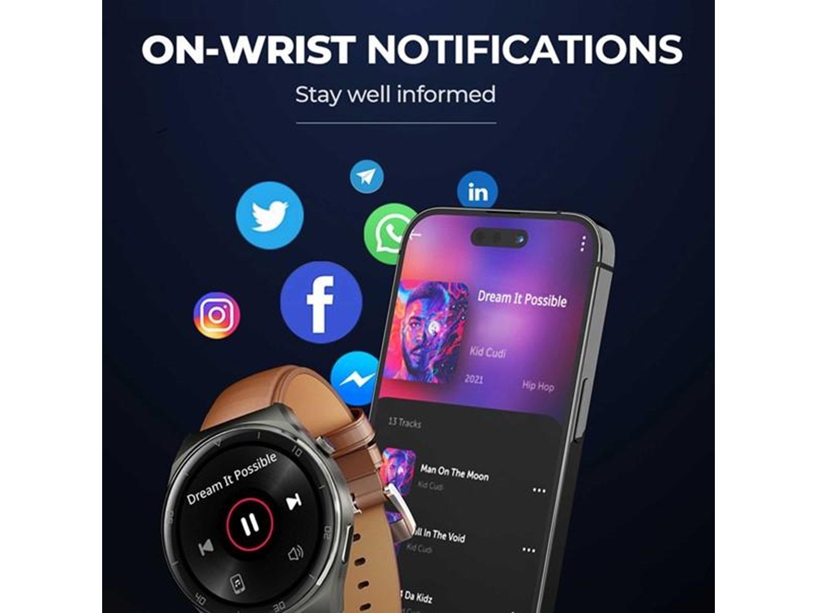 Aukey SW-2U SmartWatch 2 Ultra - Dark Brown Leather