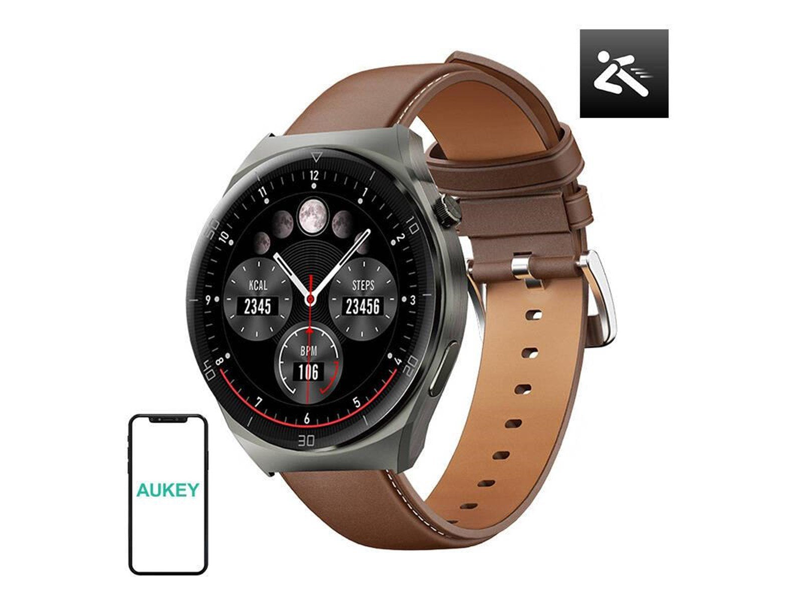 Aukey SW-2U SmartWatch 2 Ultra - Dark Brown Leather