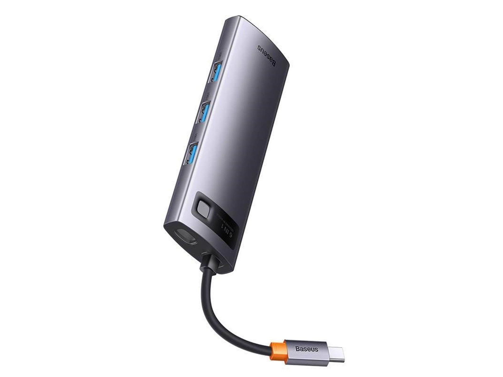 Baseus StarJoy Series 6-in-1 Hub USB-C to HDMI + 3 x USB 3.0 + USB-C PD + RJ45 USB-Hubs - Grau