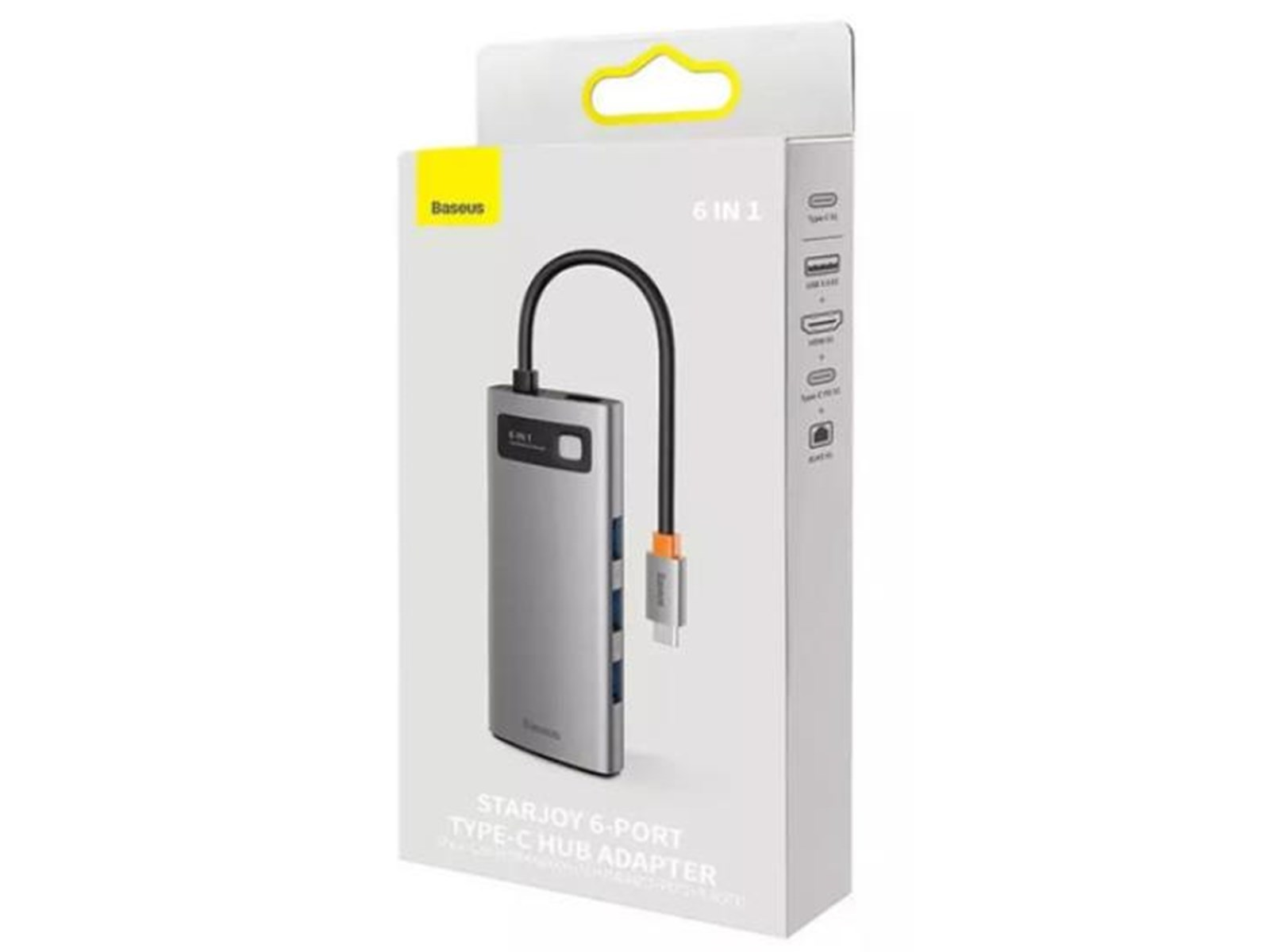 Baseus StarJoy Series 6-in-1 Hub USB-C to HDMI + 3 x USB 3.0 + USB-C PD + RJ45 USB-Hubs - Grau