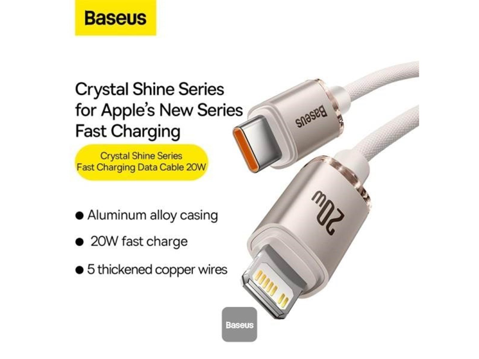 Baseus Crystal Shine USB-C to iP cable 20W 1.2m (pink)