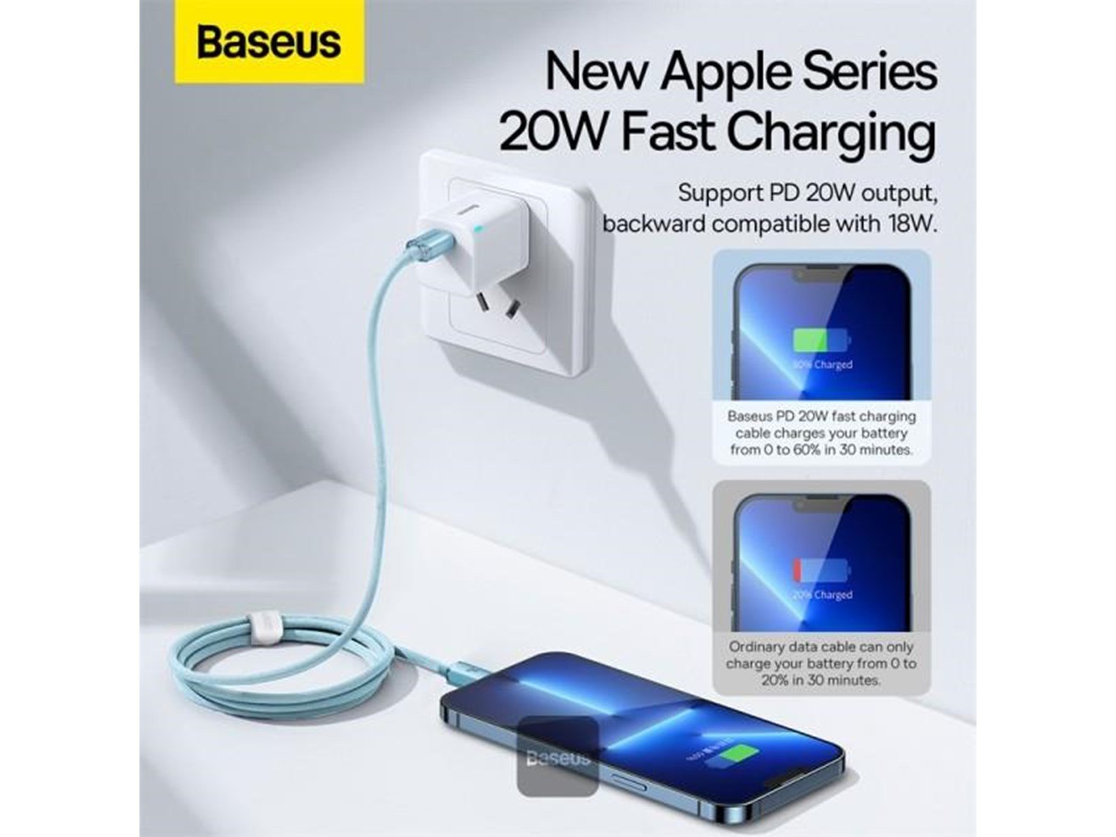 Baseus Crystal Shine USB-C to iP cable 20W 1.2m (blue)