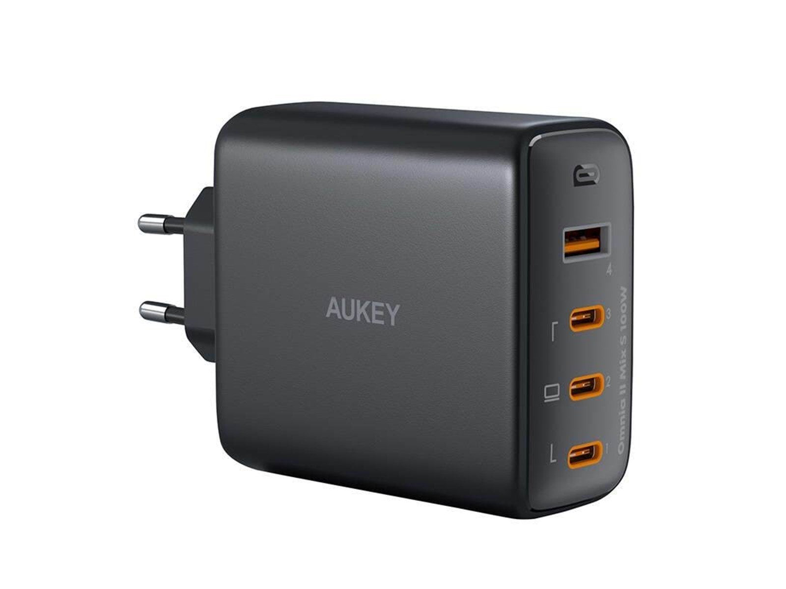 Aukey PA-B7S 1xUSB-A 3xUSB-C 100W GaN Power Charger (black)