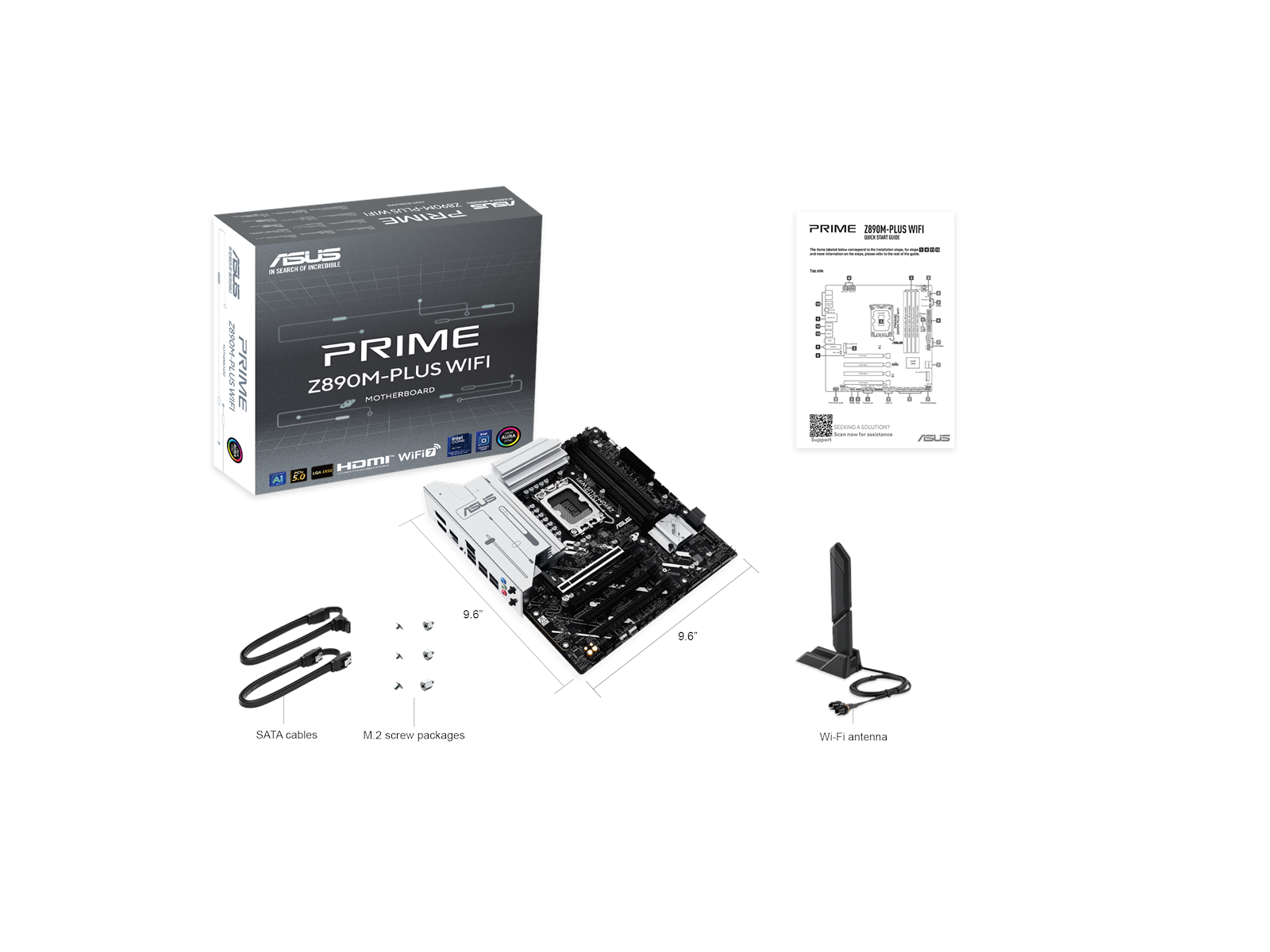 ASUS PRIME Z890M-PLUS WIFI Mainboard - Intel Z890 - Intel LGA1851 socket - DDR5 RAM - Micro-ATX